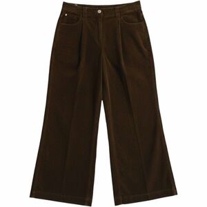 Giorgio Armani Corduroy Pants Women 29 Brown Cashmere Blend Wide Leg Pleated